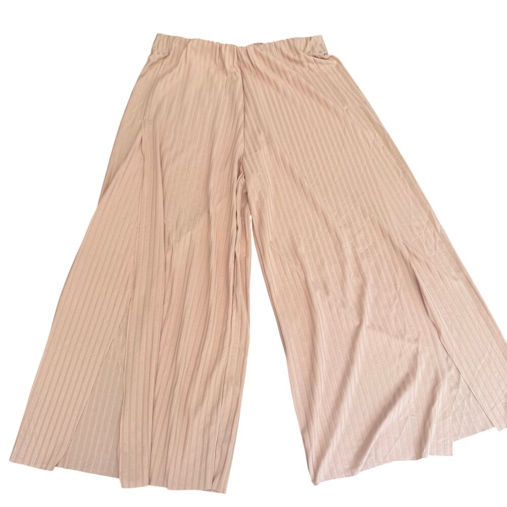 Zara Trafaluc Blush Pink Slit Wide Leg Capris Size Small